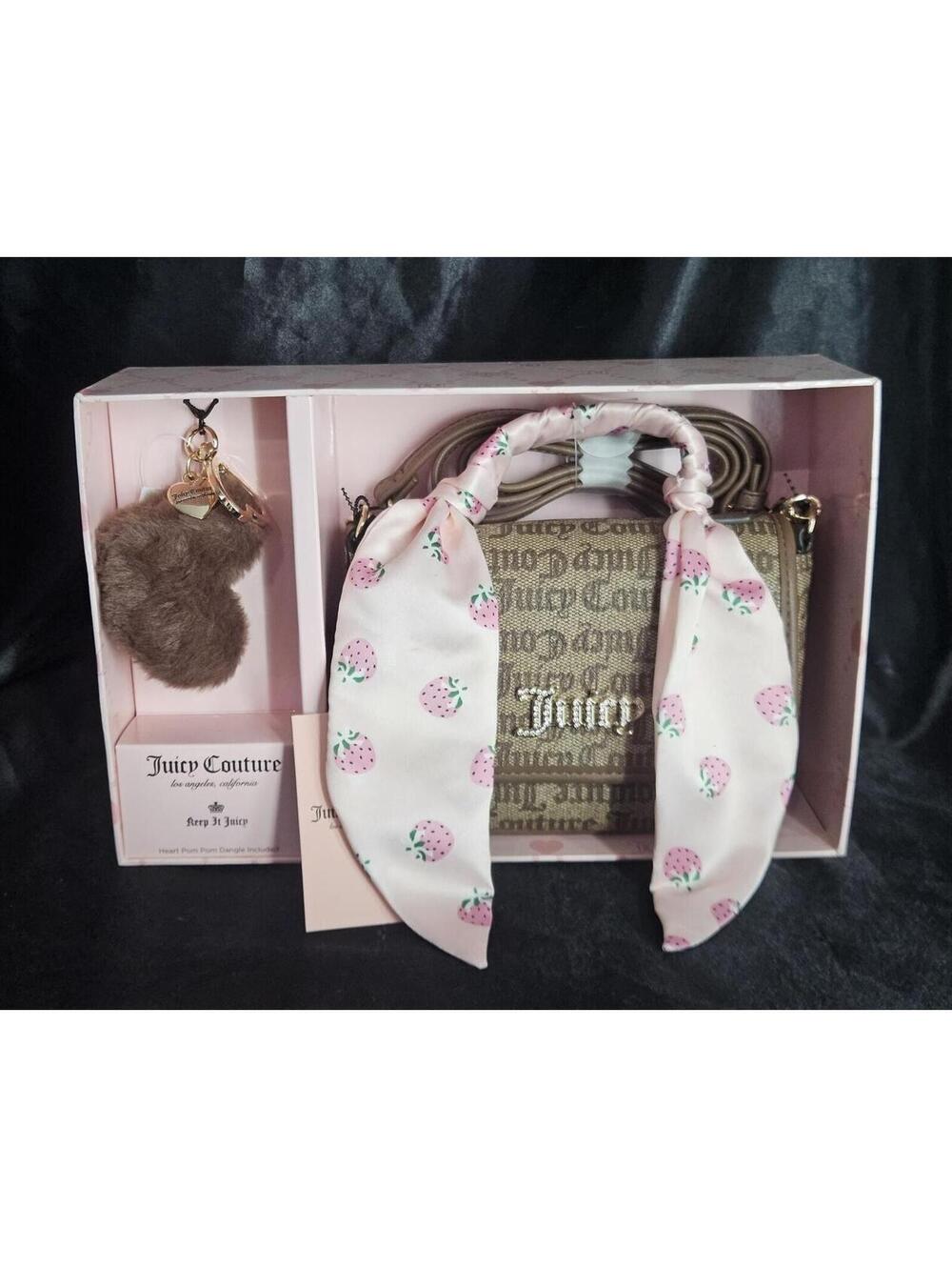 Juicy Couture Chestnut Chino Strawberry Flap Crossbody Mini Bag 2 pc Set NIB